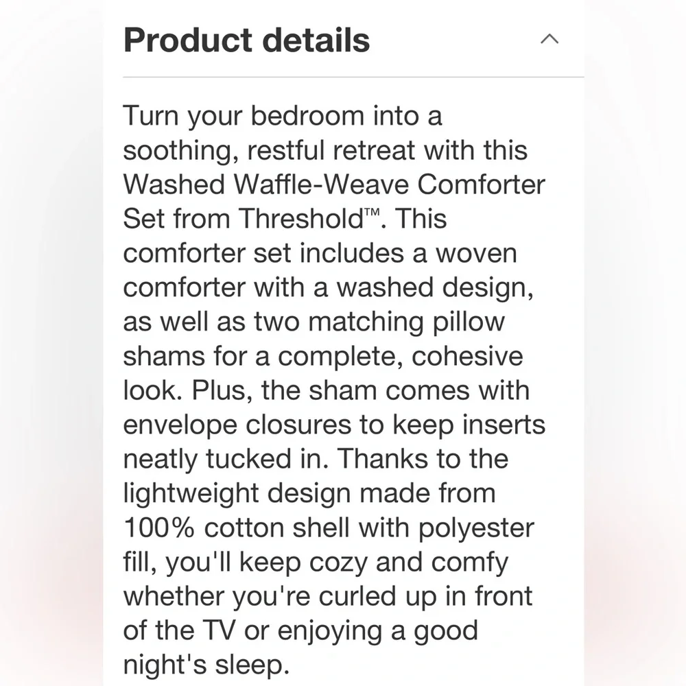 THRESHOLD NWT 3pc Washed Waffle Weave Comforter and Sham Set Comfort -Light Gray